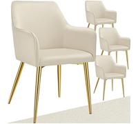 tectake® Lot de 4 Chaises de Salle à Manger rembourrées, Chaises Modernes, Fauteuil Salon, Chambre, Coiffeuse, Style Scandinave, Chaise ergonomique en velours avec Accoudoirs, Chaise Charge max.120 kg