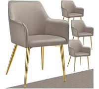tectake® Lot de 4 Chaises de Salle à Manger rembourrées, Chaises Modernes, Fauteuil Salon, Chambre, Coiffeuse, Style Scandinave, Chaise ergonomique en velours avec Accoudoirs, Chaise Charge max.120 kg