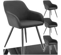 tectake® Lot de 4 Chaises de Salle à Manger rembourrées Modernes Chaise Velours côtelé Fauteuil Salon Chaise Scandinave Pieds en Acier Élégant avec Accoudoirs pour Coiffeuse, Chambre, Dressing