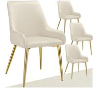 tectake® Lot de 4 Chaises de Salle à Manger rembourrées Modernes Chaise Velours Fauteuil Salon Chaise Scandinave Pieds en Acier Élégant avec Accoudoirs Chaise pour Coiffeuse, Chambre, Coiffeuse
