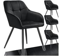 tectake® Lot de 4 Chaises de Salle à Manger rembourrées Modernes Chaise Velours satiné Fauteuil Salon Chaise Scandinave Pieds en Acier Chaises pour Coiffeuse, Chambre, Coiffeuse, Salon, Dressing