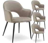 tectake® Lot de 4 Chaises de Salle à Manger rembourrées Modernes Velours Fauteuil Salon Chaise Scandinave Pieds en Acier laqué Élégant avec Accoudoirs Chaise pour Coiffeuse, Chambre, Dressing, Salon