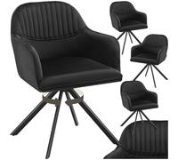 tectake® Lot de 4 Chaises pivotantes de Salle à Manger Moderne Fauteuil Salon Velours Chaise Rembourrée Confortable Chaise Design Meuble Salon pour Salle à Manger, Coiffeuse, Chambre, Cuisine