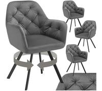 tectake® Lot de 4 Fauteuil pivotant rembourré, accoudoirs, Motif matelassé