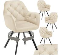 tectake® Lot de 4 Fauteuil pivotant Velours, accoudoirs, Motif matelassé