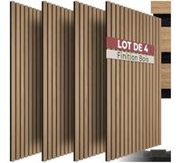 tectake® Lot de 4 Panneaux Acoustiques muraux et pour plafond, en Bois MDF, 110 x 50 x 1,8 cm, Feutre insonorisant, Panneau Mural decoratif pour Isolation phonique Chambre, Bureau, Studio de musique