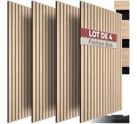 tectake® Lot de 4 Panneaux Acoustiques muraux et pour plafond, en Bois MDF, 110 x 50 x 1,8 cm, Feutre insonorisant, Panneau Mural decoratif pour Isolation phonique Chambre, Bureau, Studio de musique