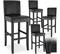 tectake® Lot de 4 Tabouret Bar en Bois & Cuir synthétique Chaise de Bar Chaise Haute Cuisine Chaise pour Ilot Central Rembourrée avec Dossier Tabouret Haut Comptoir Bar Meubles pour Bar Salon Bar