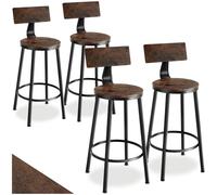 tectake® Lot de 4 Tabourets de Bar Ø54 x 101,5 cm, Chaise Haute Cuisine Tabouret de Bar avec Repose Pied Style Industriel Tabouret Cuisine Chaises Hautes Chaise Mange Debout Tabourets, Bois Foncé