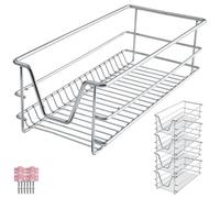 tectake® Lot de 4 Tiroir coulissant Cuisine, 30 cm, Organisateur placard, Tiroirs/Paniers télescopiques en acier, Rangement Cuisine, Dressing, Chambre, Garde manger, Bureau, Rangement sous evier