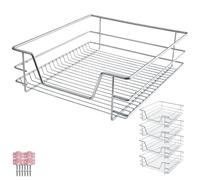 tectake® Lot de 4 Tiroir coulissant Cuisine, 50 cm, Organisateur placard, Tiroirs/Paniers télescopiques en acier, Rangement Cuisine, Dressing, Chambre, Garde manger, Bureau, Rangement sous evier