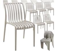 Chaises de jardin - TECTAKE - Lot de 6 chaises ALCUDIA empilables et résistantes aux intempéries et UV 47 x 58 x 80,5 cm - Taupe