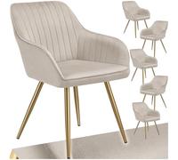 tectake® Lot de 6 Chaise de Salle à Manger rembourrée Moderne Chaise Velours Fauteuil Salon Chaise Scandinave Pieds en Acier, Chaise Coiffeuse, Chambre, Coiffeuse, Salon, Cuisine, Dressing