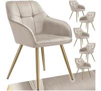 tectake® Lot de 6 Chaise de Salle à Manger rembourrée Moderne Chaise Velours Matelassé Fauteuil Salon Chaise Scandinave Pieds en Acier, Chaise Coiffeuse, Chambre, Coiffeuse, Salon, Dressing