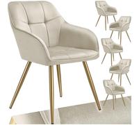 tectake® Lot de 6 Chaise de Salle à Manger rembourrée Moderne Chaise Velours Matelassé Fauteuil Salon Chaise Scandinave Pieds en Acier, Chaise Coiffeuse, Chambre, Coiffeuse, Salon, Dressing