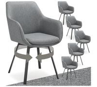 Chaise - TECTAKE - Lot de 6 fauteuils ALICON pivotants et rembourrés avec accoudoirs et dossier, 57 x 59 x 88 cm - Gris anthracite
