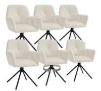 tectake® Lot de 6 Chaise pivotante de Salle à Manger Moderne Fauteuil salon Velours Chaise Ergonomique Rembourrée & Confortable pour Salle à manger, salon, coiffeuse, dressing, bureau, chambre cuisine