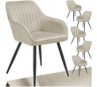 tectake® Lot de 6 Chaises de Salle à Manger rembourrée Moderne Chaise Velours Fauteuil Salon Chaise Scandinave Pieds en Acier Élégant Chaises Coiffeuse, Chambre, Salon, Cuisine, Dressing