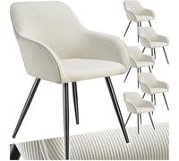 tectake® Lot de 6 Chaises de Salle à Manger rembourrées Modernes Chaise Velours côtelé Fauteuil Salon Chaise Scandinave Pieds en Acier Élégant avec Accoudoirs Chaises Chambre, Coiffeuse