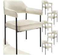 tectake® Lot de 6 Chaises de Salle à Manger rembourrées Modernes Chaise Velours Fauteuil Salon Chaise Scandinave Pieds en Acier Élégant avec Accoudoirs Chaises pour Coiffeuse, Chambre, Coiffeuse