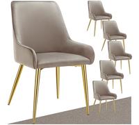 tectake® Lot de 6 Chaises de Salle à Manger rembourrées Modernes Chaise Velours Fauteuil Salon Chaise Scandinave Pieds en Acier Élégant avec Accoudoirs Chaise pour Coiffeuse, Chambre, Coiffeuse