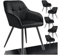 tectake® Lot de 6 Chaises de Salle à Manger rembourrées Modernes Chaise Velours satiné Fauteuil Salon Chaise Scandinave Pieds en Acier Chaises pour Coiffeuse, Chambre, Coiffeuse, Salon, Dressing