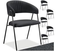 tectake® Lot de 6 Chaises de Salle à Manger rembourrées Modernes Fauteuil Salon Chaise Scandinave Pieds en Acier Élégant avec Accoudoirs Chaise pour Coiffeuse, Chambre, Dressing, Salon