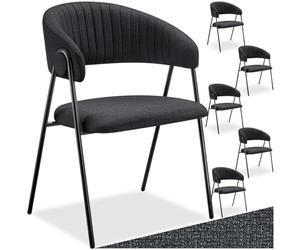tectake® Lot de 6 Chaises de Salle à Manger rembourrées Modernes Fauteuil Salon Chaise Scandinave Pieds en Acier Élégant avec Accoudoirs Chaise pour Coiffeuse, Chambre, Dressing, Salon