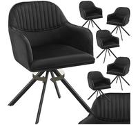 Chaise - TECTAKE - Lot de 6 fauteuils LONA pivotants avec rembourrage épais aspect velours, 56 x 59 x 81 cm - Noir/Noir