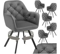 tectake® Lot de 6 Fauteuil pivotant rembourré, accoudoirs, Motif matelassé