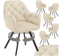 tectake® Lot de 6 Fauteuil pivotant Velours, accoudoirs, Motif matelassé