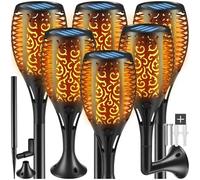 Lot de 6 lampes solaires FLARE LED avec capteur crépusculaire - noir