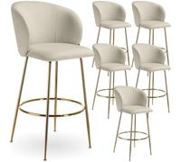 tectake® Lot de 6 Tabouret Bar Aspect Velours Chaise de Bar avec Repose-Pieds Chaise Haute Cuisine pour îlot Central H106cm Rembourrée avec Dossier Tabouret Haut Cuisine comptoir