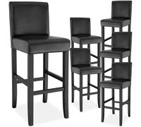 tectake® Lot de 6 Tabouret Bar en Bois & Cuir synthétique Chaise de Bar Chaise Haute Cuisine Chaise pour Ilot Central Rembourrée avec Dossier Tabouret Haut Comptoir Bar Meubles pour Bar Salon Bar