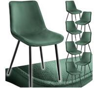 tectake® Lot de 8 Chaises de Salle à Manger Chaises Rembourrées Chaise Ergonomique Velours Fauteuil Salon Chaise Scandinave Pieds en Metal Noir Chaise Coiffeuse, Chambre, Salon, Bureau, Cabinet