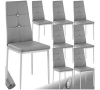 tectake® Lot de 8 Chaises de Salle à Manger Moderne Chaise Ergonomique Rembourrée Confortable Chaise Design en Cuir synthétique Meuble Salon avec Pieds en Acier pour Salon, Coiffeuse, Chambre