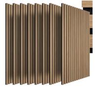 tectake® Lot de 8 Panneaux acoustiques, 120 x 60 cm, Placage en Bois | Effet 3D, Feutre insonorisant, découpables, MDF, Montage facile, Colle ou Vis, Dimensions adaptables, marron Chêne