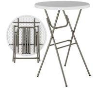 tectake® Mange Debout Table Haute Pliable Pratique et Élégante Structure légère et résistante Table d'appoint Exterieur Mariage Anniversaire Bapteme Barbecue Bar Exterieur Ø80 cm Hauteur 110 cm