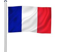 tectake® Mat de Drapeau Téléscopique en Aluminium Hauteur Réglable max. 625 cm avec Drapeau, Douille au Sol et Corde pour Évènements sportifs Football Rugby - 16 Pays au choix - Drapeau francais
