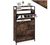tectake® Meuble à Chaussures 61 x 32 x 130 cm, 2 étagères et 3 Compartiments, Rangement Chaussures, Meuble Chaussure Entree, Rangement Chaussure Dressing, Chambre, Meubles pour entrée, Bois foncé