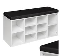 MEUBLE A CHAUSSURES - TECTAKE - Meuble à chaussures MAX avec Coussin de siège amovible 1035 x 48 x 30 cm - Noir/Blanc