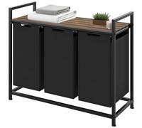 Panier à linge avec étagère, style industriel - 34 x 93,5 x 72 cm