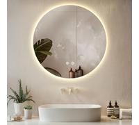 tectake® Miroir Salle de Bain Rond éclairage LED intégré, Miroir Coiffeuse à LED, 3 Couleurs de lumière réglables, Fonction mémoire, Anti-buée, Idéal Salle de Bain, Coiffeuse, Makeup Mirror, Ø 70 cm