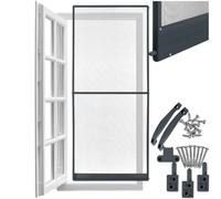 tectake® Moustiquaire portes et fenêtres, 95 x 210 cm, Cadre en aluminium, Résistante aux intempéries et aux UV, Longueur réglable, Laisse passer la lumière et l'air, Filet Anti Moustique - Gris