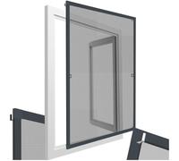 tectake® Moustiquaire pour fenêtres, Cadre en aluminium, 130 x 150 cm, sans perçage, Toile moustiquaire, Filet anti-moustique, Rideau anti-moustiques - Gris anthracite