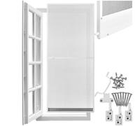 tectake® Moustiquaire pour Portes, 210 x 95 cm, Découpable sur mesure | Cadre en Aluminium, Filet en Fibre Verre, Sans Vissage ni perçage, Résistante aux Intempéries et UV, Montage facile, Blanc