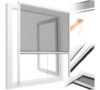 tectake® Moustiquaire Store pour Fenêtre, 130x160 cm, Découpable sur Mesure | Cadre en Aluminium, Filet en Fibre Verre, Enroulable, Intérieur/Extérieur, Résistant Intempéries et UV, Joint à brosse, Blanc