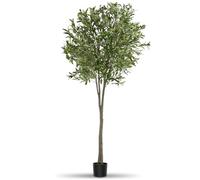 tectake® Olivier Artificiel 210cm Plante Artificielle Fausse Plante Interieur Arbre Vert Arbre Artificiel Décoration Maison idéal pour Décoration Salon Chambre Cuisine Dressing Chambre Enfant Bureau