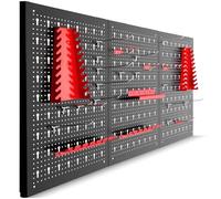 tectake® Panneau perforé pour outils 120 x 60 cm, 3 plateaux, 25 crochets | En trois parties avec 25 crochets et supports, Construction en acier solide, Capacité 4 kg par plateau, Extensible à volonté