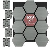 tectake® Panneaux acoustiques 76 x 62 cm, Lot de 6, Aspect Chêne, MDF et Placage en bois véritable, Découpables, Feutre insonorisant, Panneaux isolants phonique, Montage facile - Chêne Gris Clair